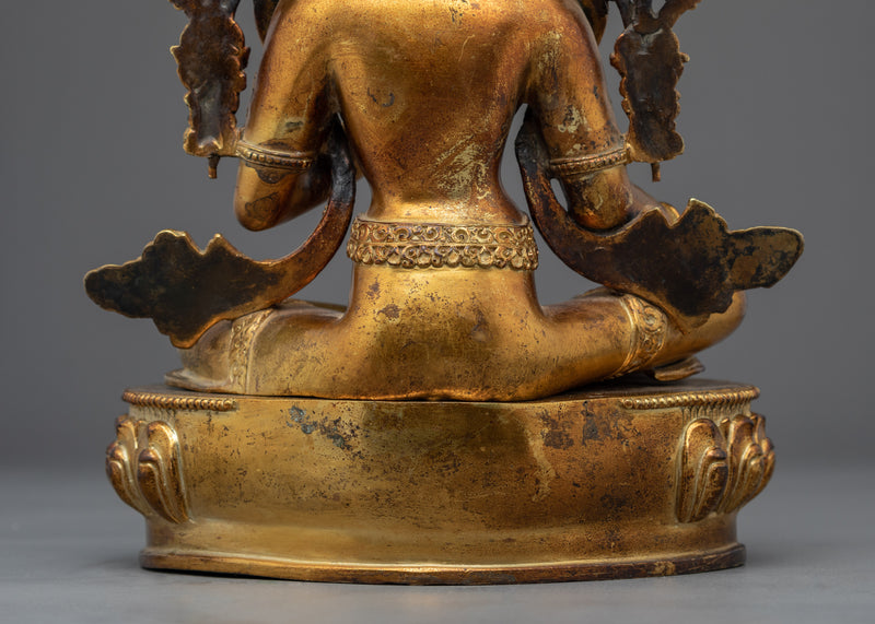 Meditating Female Buddha Statue | Tibetan Green Tara Art