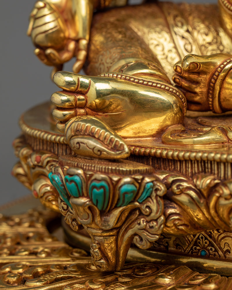 Dzambhala on Throne Sculpture | The Wealth Deity Traditional Art