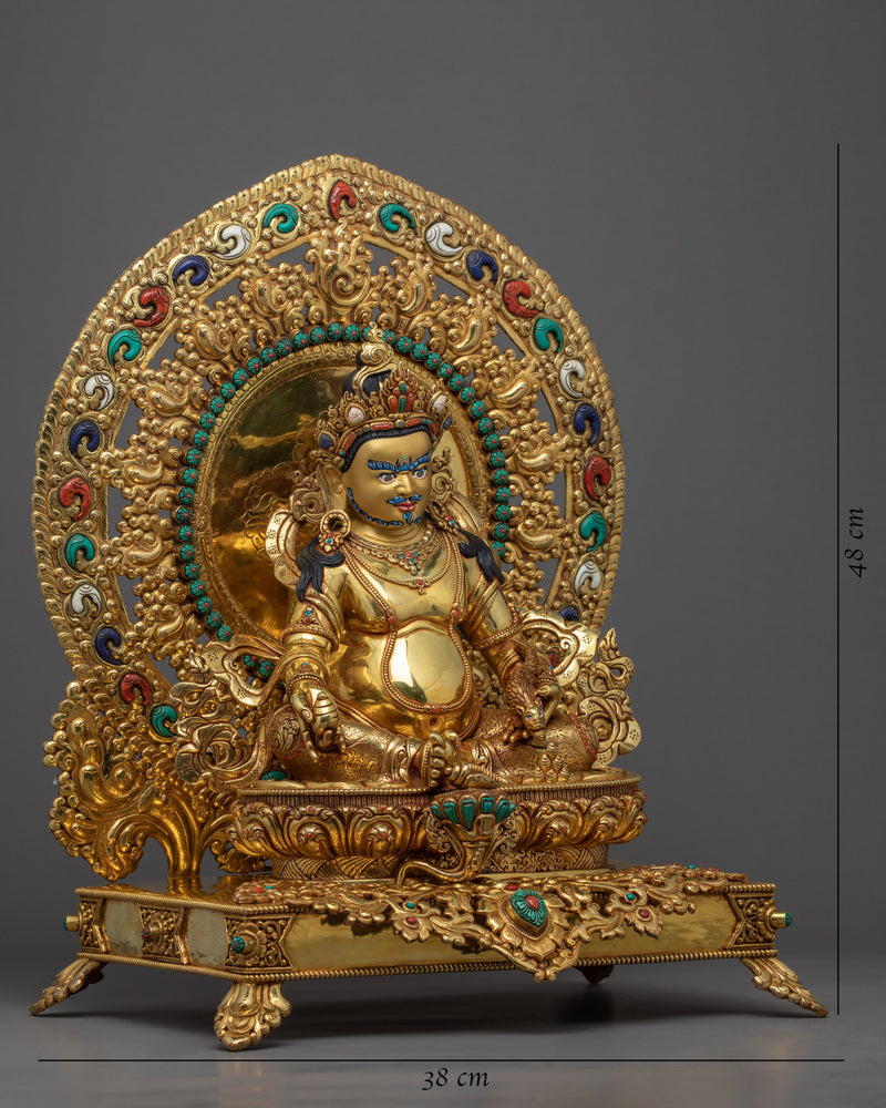 Dzambhala on Throne Sculpture | The Wealth Deity Traditional Art