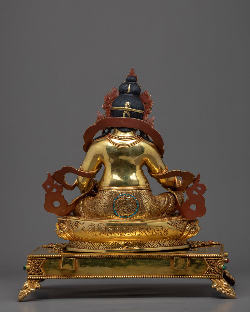 Dzambhala on Throne Sculpture | The Wealth Deity Traditional Art