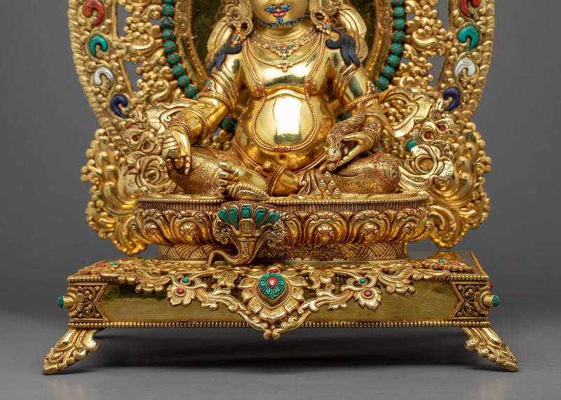 Dzambhala on Throne Sculpture | The Wealth Deity Traditional Art