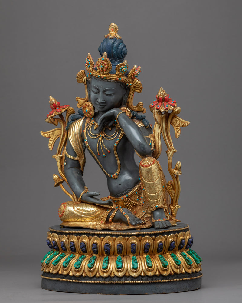 Rare Chenrezig Statue | Gold Gilded Compassionate Deity Art