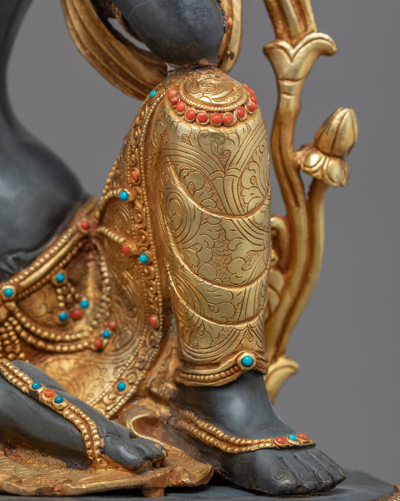 Rare Chenrezig Statue | Gold Gilded Compassionate Deity Art