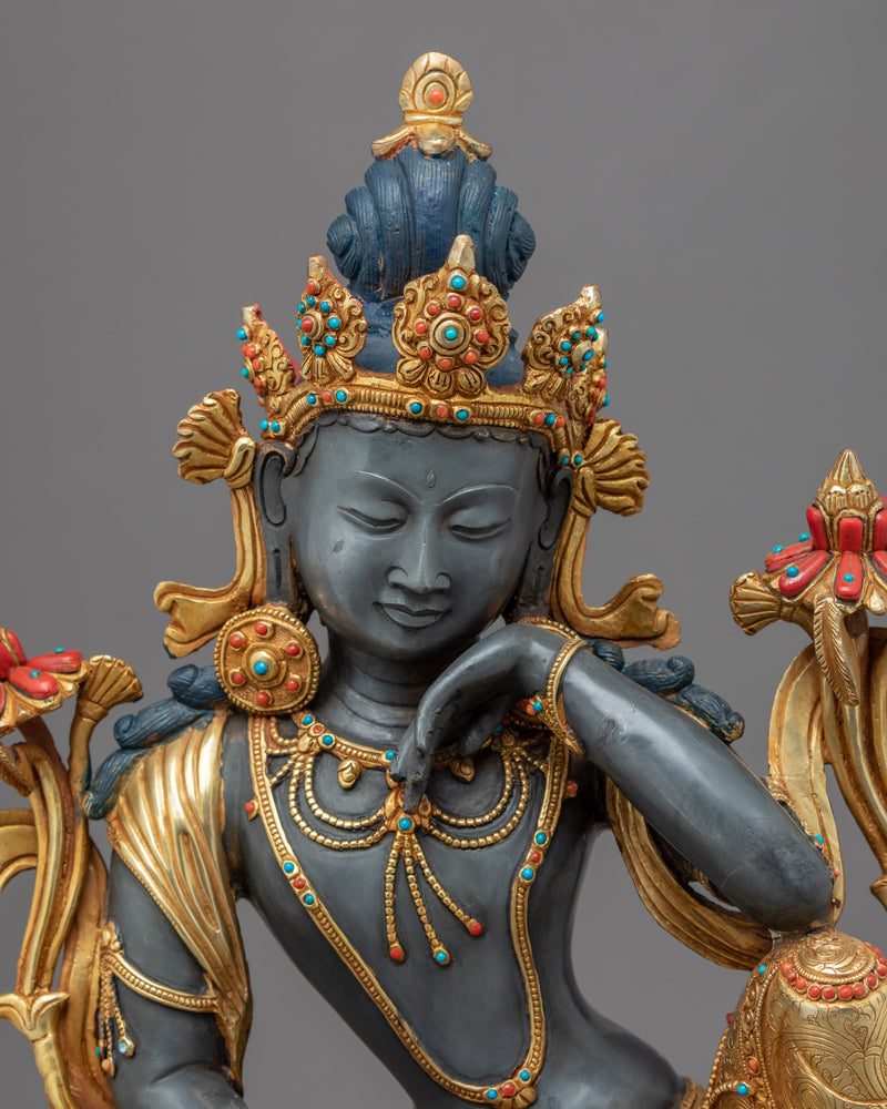 Rare Chenrezig Statue | Gold Gilded Compassionate Deity Art