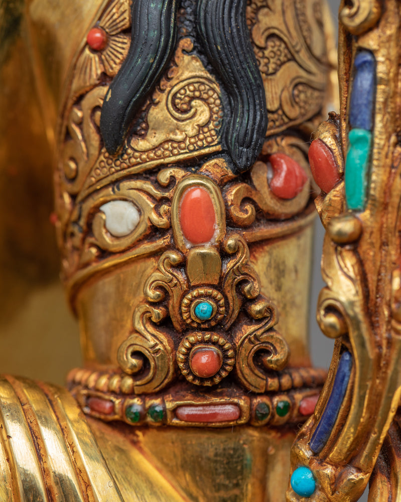 Manjushri Buddhism Statue | Tibetan Art Plated with Gold