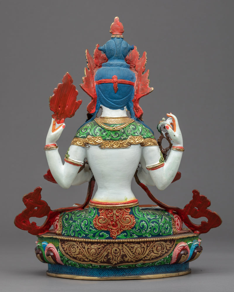 Four Arm Chenrezig Statue | Hand-Carved Himalayan Art