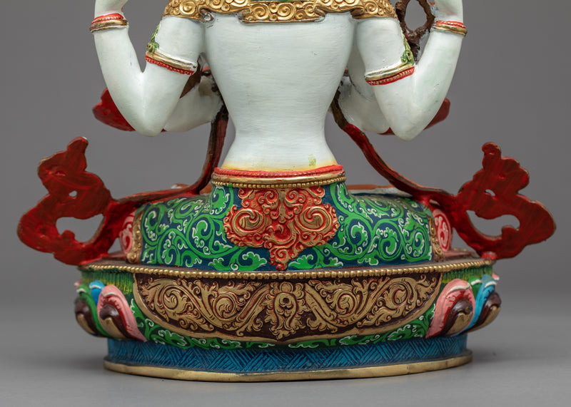 Four Arm Chenrezig Statue | Hand-Carved Himalayan Art