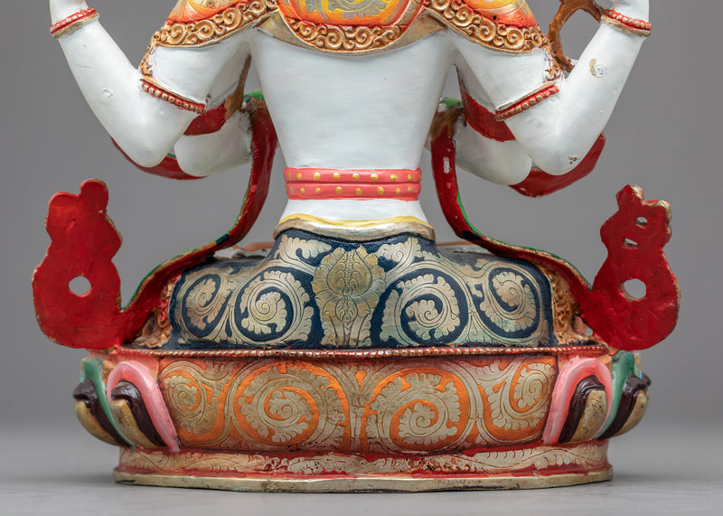 4 Arm Chenrezig Himalayan Statue | Hand-Carved Himalayan Art