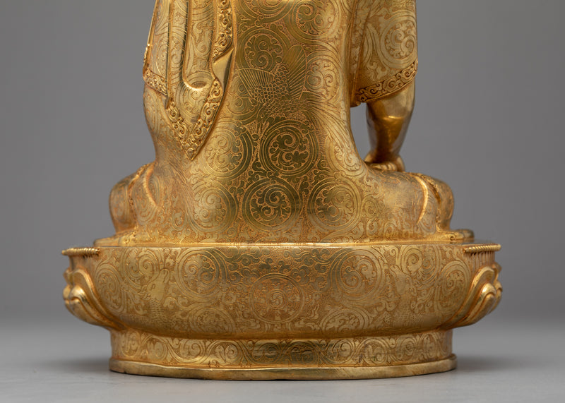 Seated Buddha Shakyamuni Sculpture | Gold Glided Traditional Art