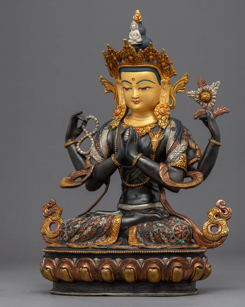 The Bodhisattva Avalokiteshvara Statue | Hand Carved Himalayan Art