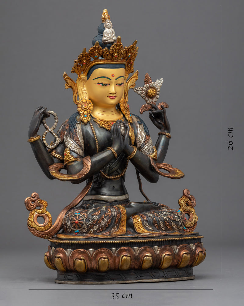 The Bodhisattva Avalokiteshvara Statue | Hand Carved Himalayan Art