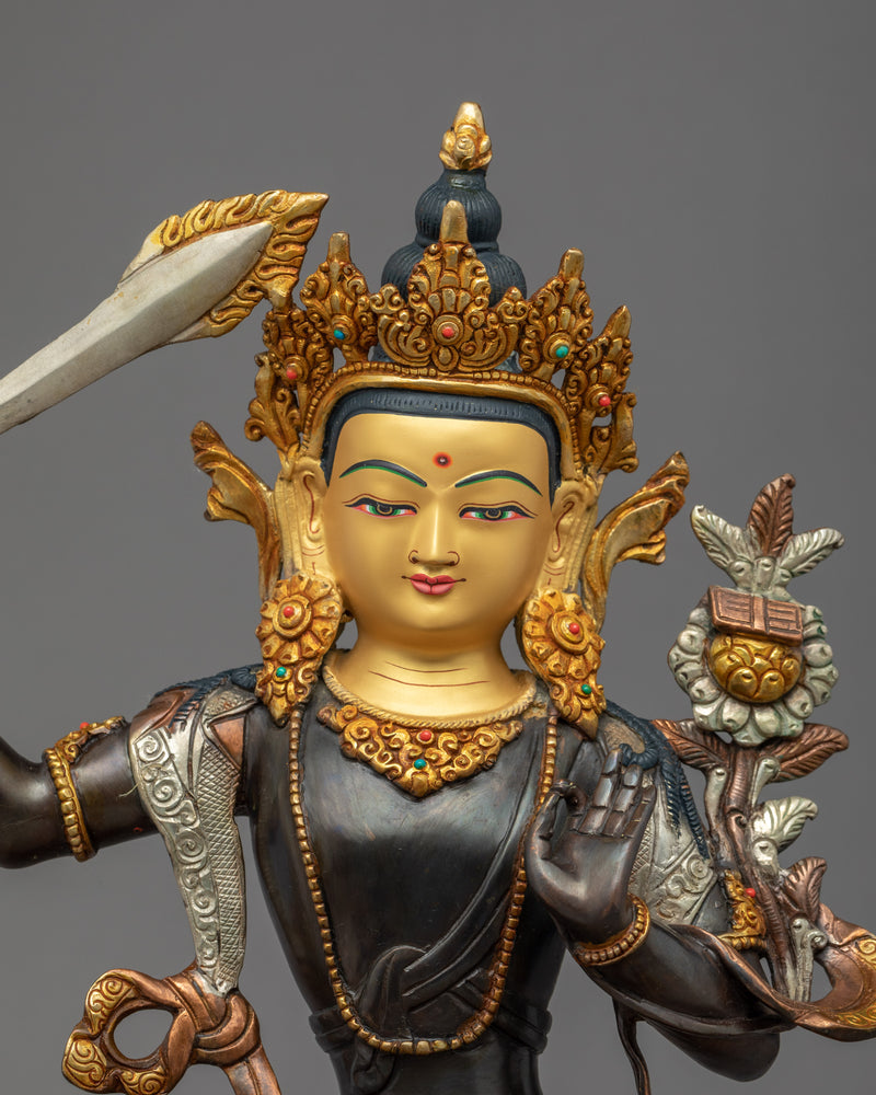 Manjushri Flaming Sword Sculpture | Himalayan Art | Manjushree Statue