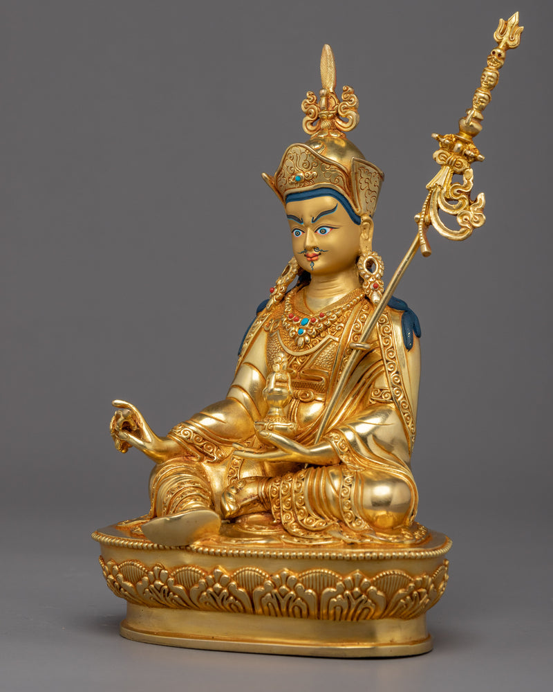 Guru Padmasambhava Second Buddha Sculpture | Gold Gilded | Himalayan Art