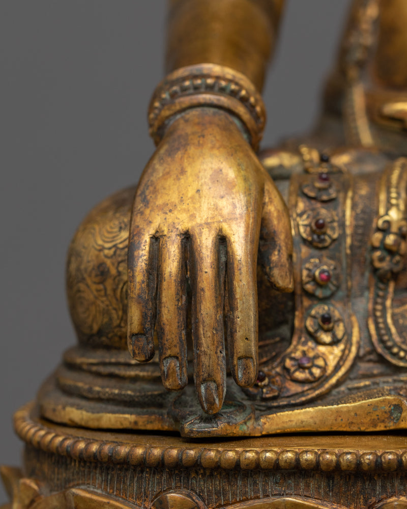 Crowned Shakyamuni Buddha Sculpture | Hand-Carved Statue