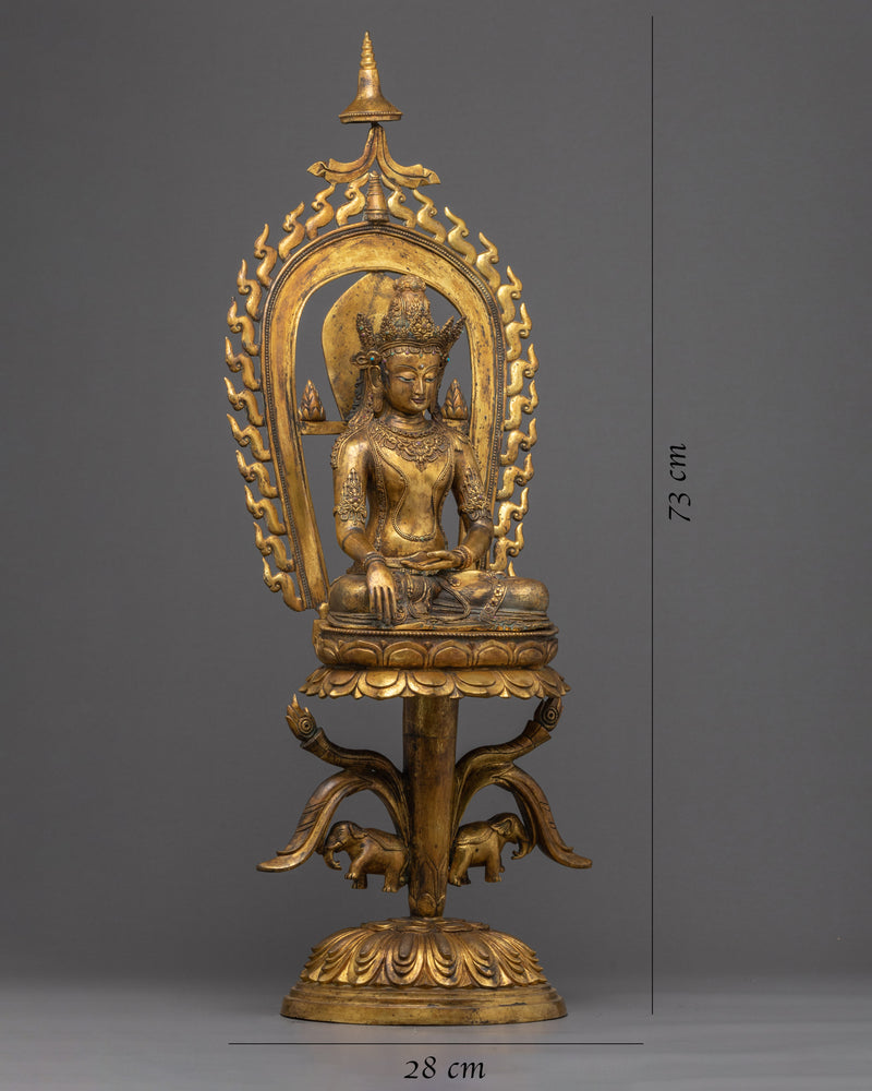 Crowned Shakyamuni Buddha Sculpture | Hand-Carved Statue