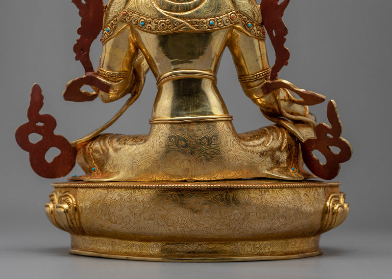 Green Tara Gold Statue | Goddess of Compassion