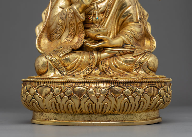 Statue of Guru Rinpoche | 24k Gold Gilded Sculpture