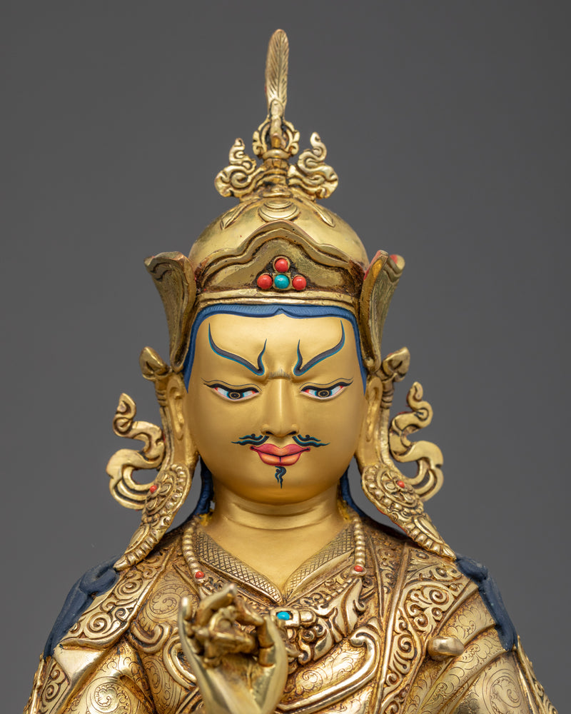 Statue of Guru Rinpoche | 24k Gold Gilded Sculpture