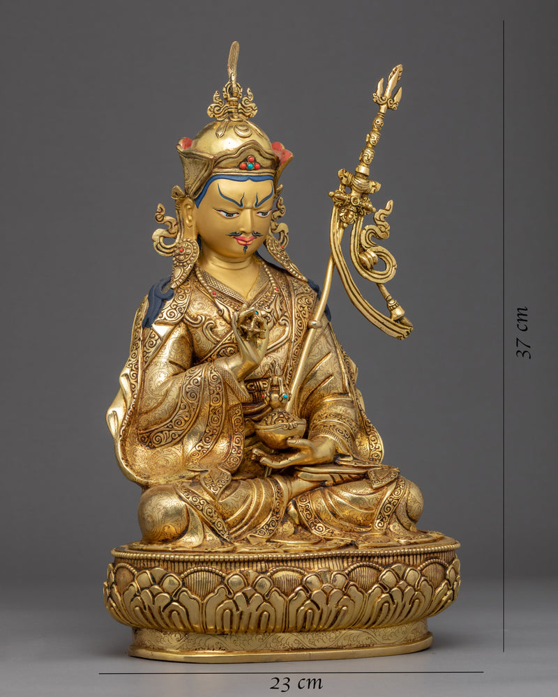 Statue of Guru Rinpoche | 24k Gold Gilded Sculpture