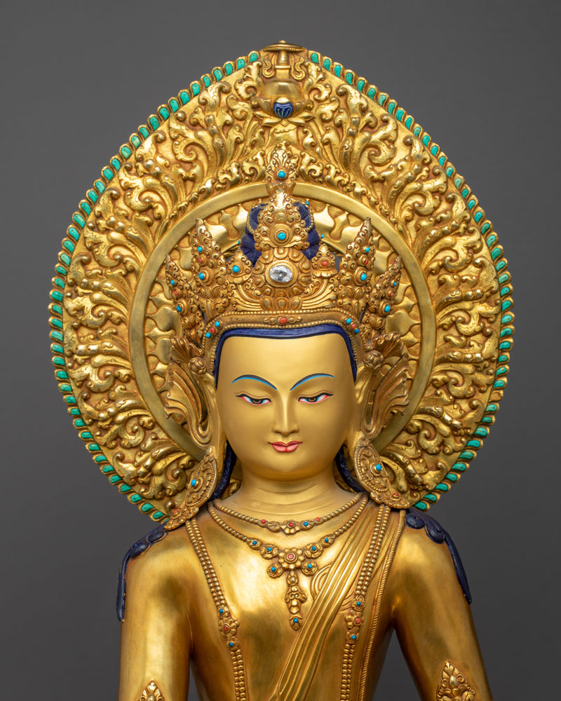 Shakyamuni Buddha Statue Art | Tibetan Art  Gold Gilded