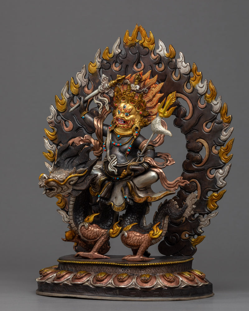 White Dzambhala Statue | Hand-Carved Statue | 24k Gold Gilded