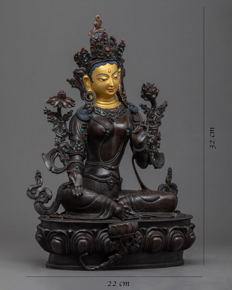 Handmade Green Tara Statue | Compassionate Deity