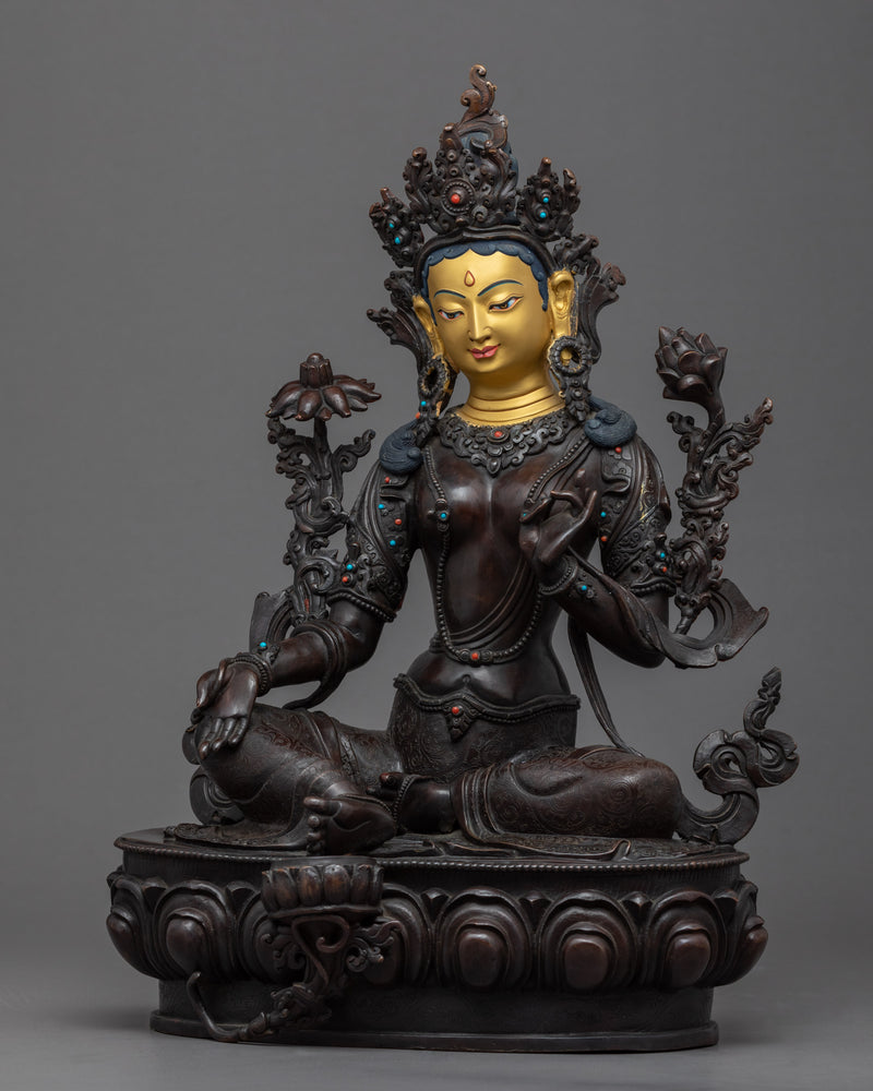 Handmade Green Tara Statue | Compassionate Deity