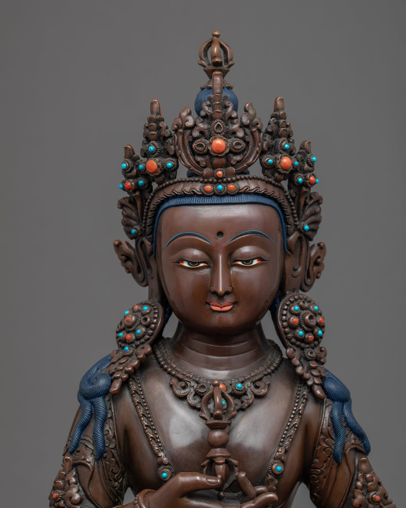 Vajrasattva Copper Statue | Hand-Carved Buddhist Sculpture