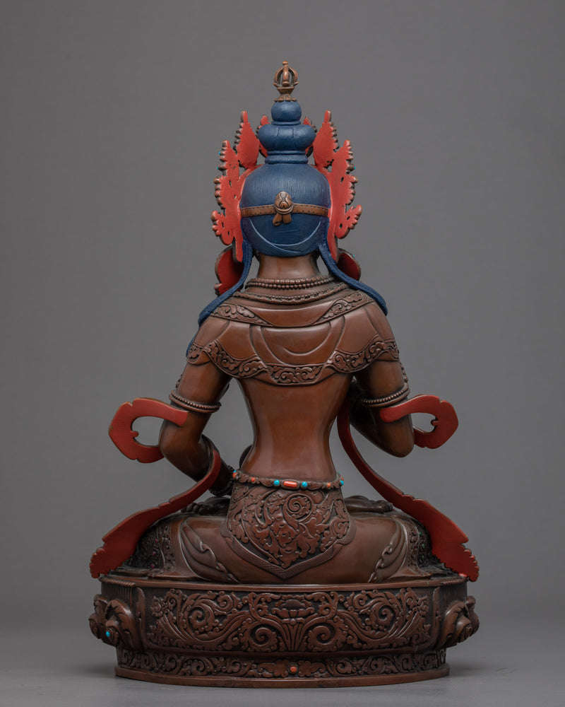 Vajrasattva Copper Statue | Hand-Carved Buddhist Sculpture