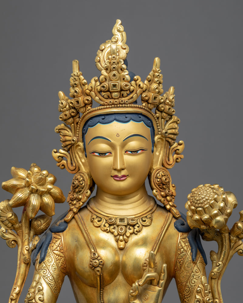 Green Tara Mother Statue | Traditional Female Buddha Art