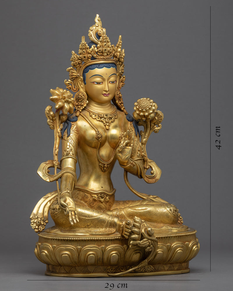 Green Tara Mother Statue | Traditional Female Buddha Art