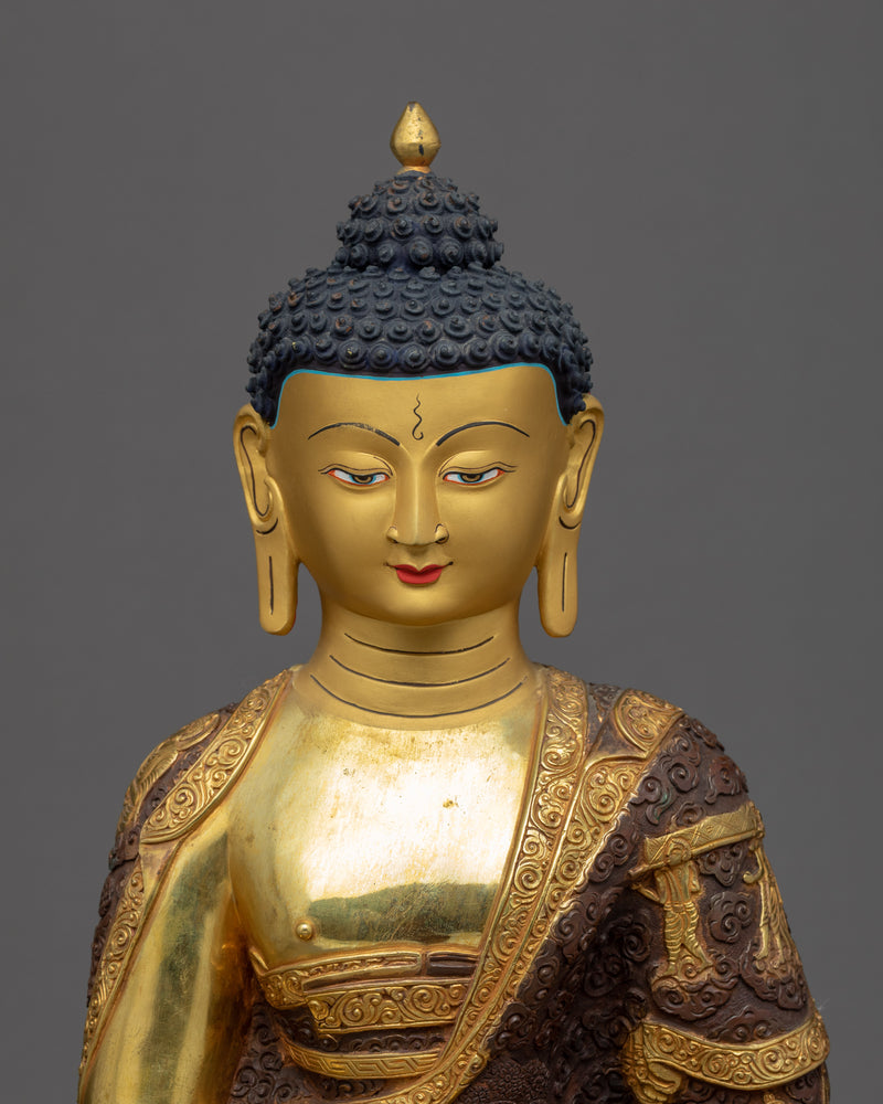 Seated Buddha Shakyamuni Sculpture | Gold Glided Art