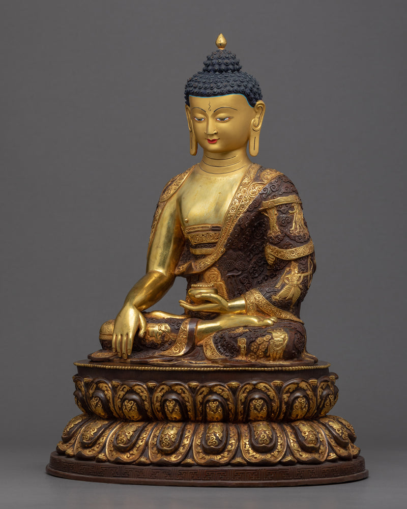 Seated Buddha Shakyamuni Sculpture | Gold Glided Art