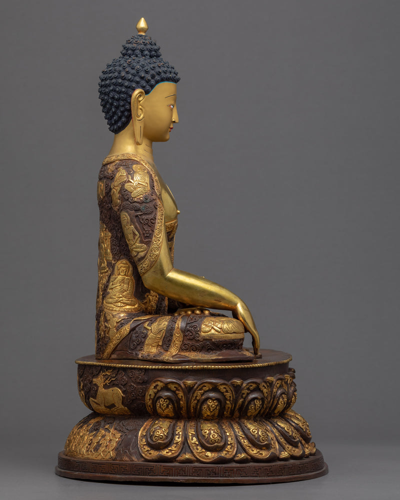 Seated Buddha Shakyamuni Sculpture | Gold Glided Art