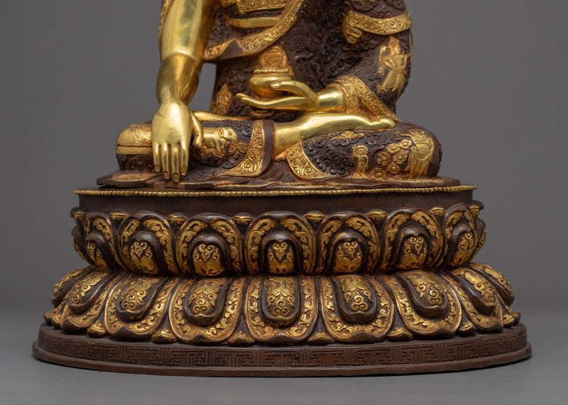 Seated Buddha Shakyamuni Sculpture | Gold Glided Art