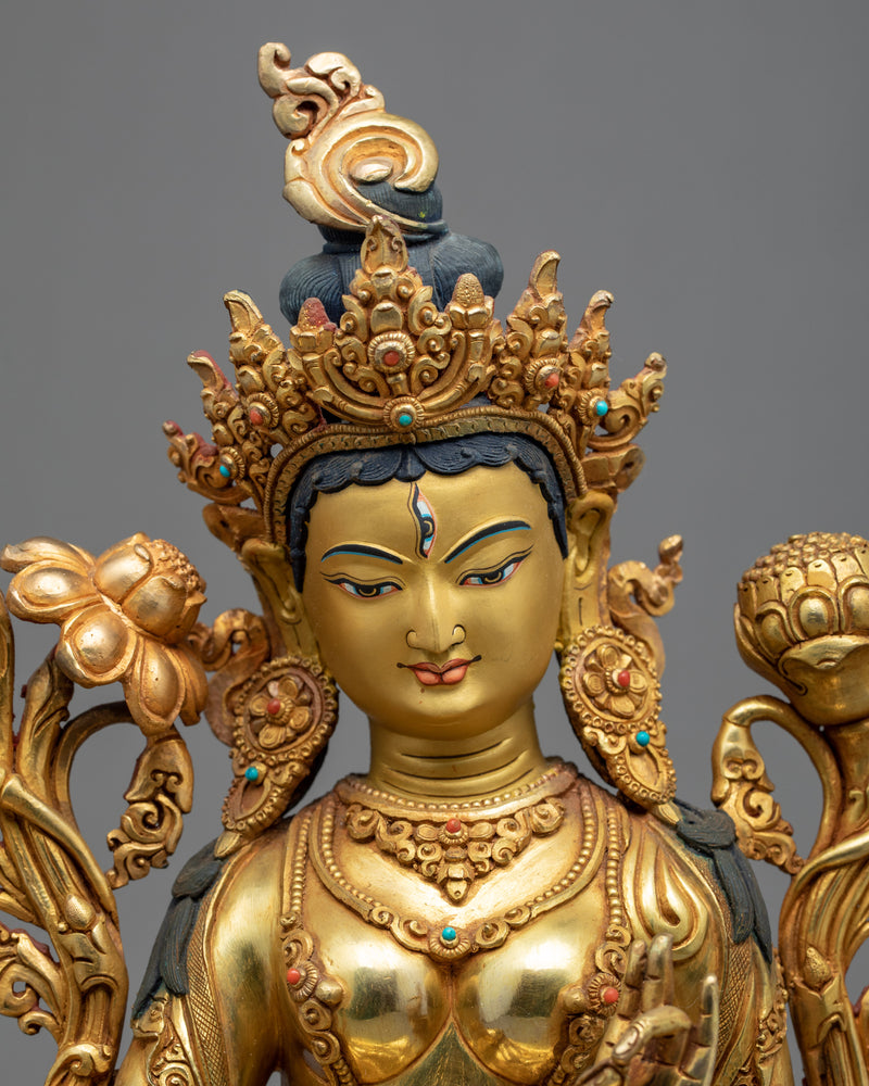 Long Life Deity White Tara Sculpture | Traditional Himalayan Sculpture