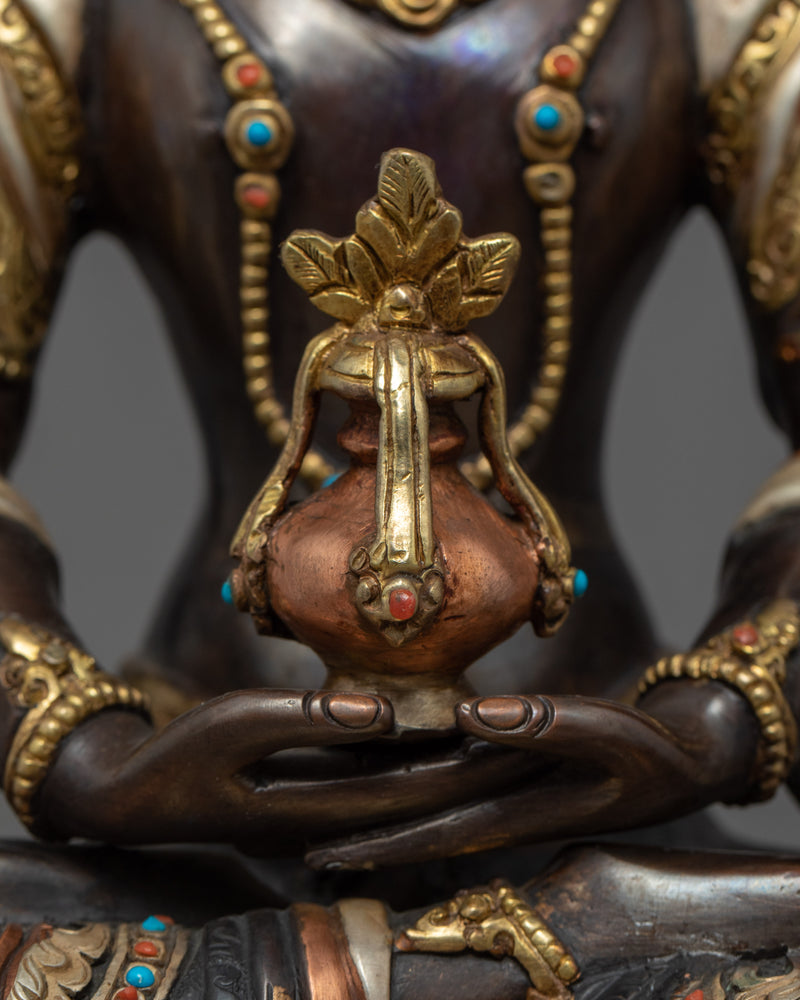 Buddha Amitayus Gold Sculpture | Traditionally Crafted Buddhist Art