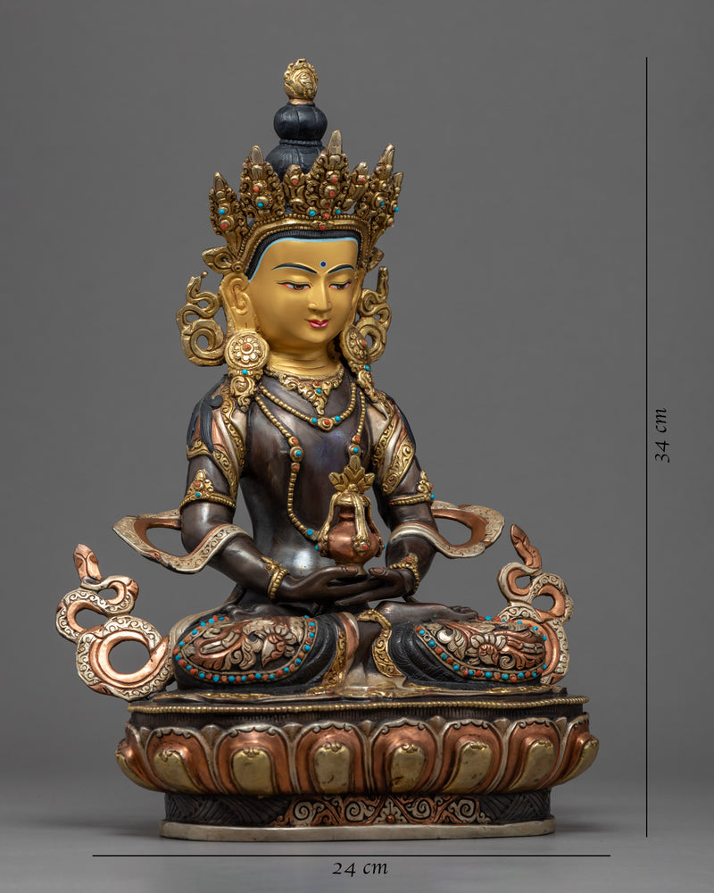 Buddha Amitayus Gold Sculpture | Traditionally Crafted Buddhist Art