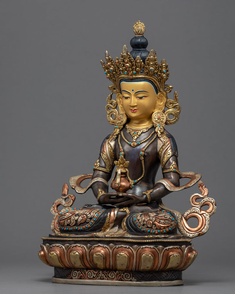 Buddha Amitayus Gold Sculpture | Traditionally Crafted Buddhist Art