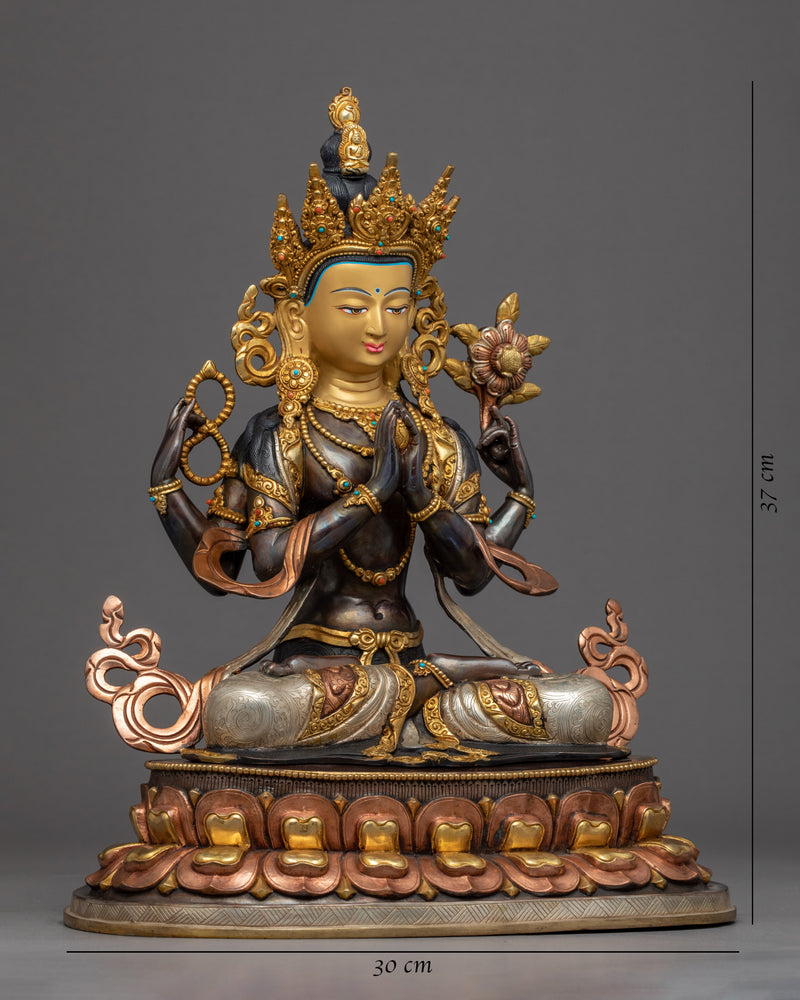 Chenrezig Avlokiteshvara Sculpture | Traditional Tibetan Art