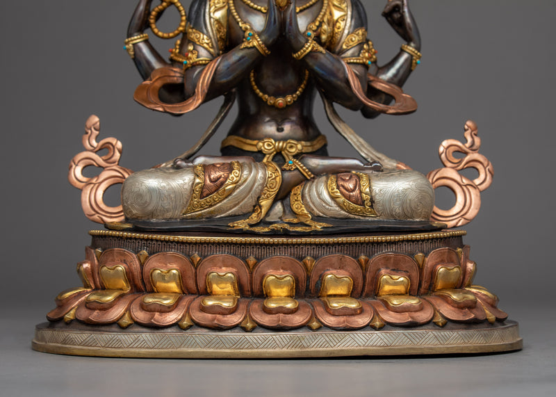 Chenrezig Avlokiteshvara Sculpture | Traditional Tibetan Art