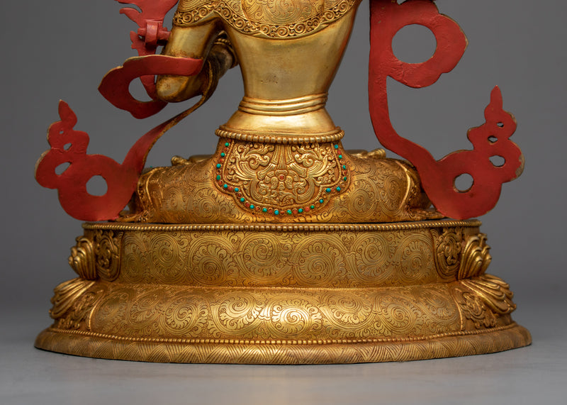 Bodhisattva Manjushri Gold Sculpture | Buddhist Wisdom Deity