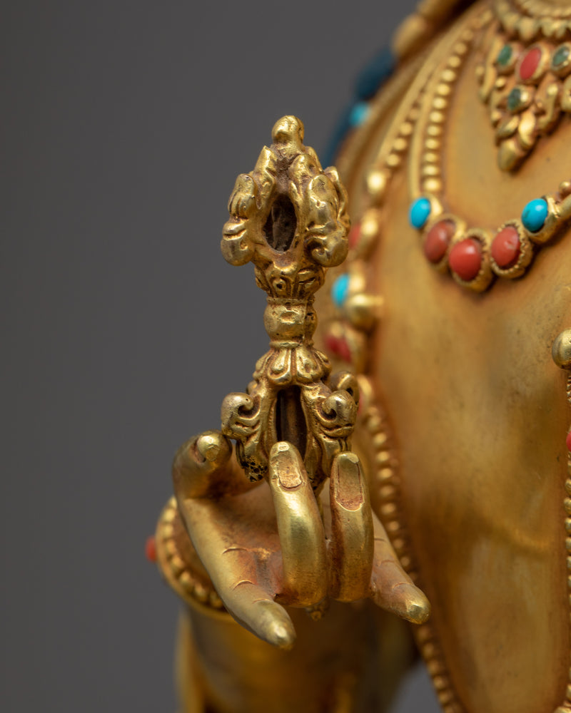 Vajrasatttva Statue Dorje Sempa | Gold Gilded Traditional Art