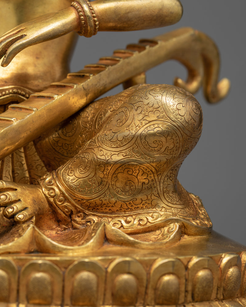 Goddess Saraswati Statue | Hand Carved Gold Gilded Statue