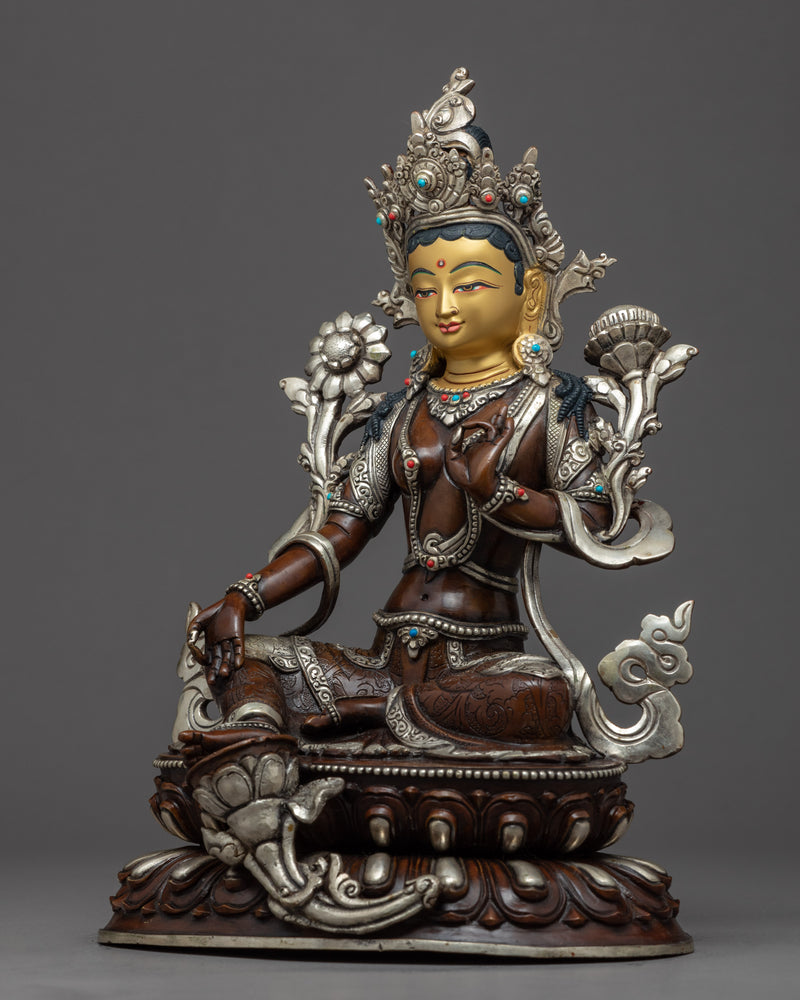 Green Tara Golden Statue | Himalayan Buddhist Artwork