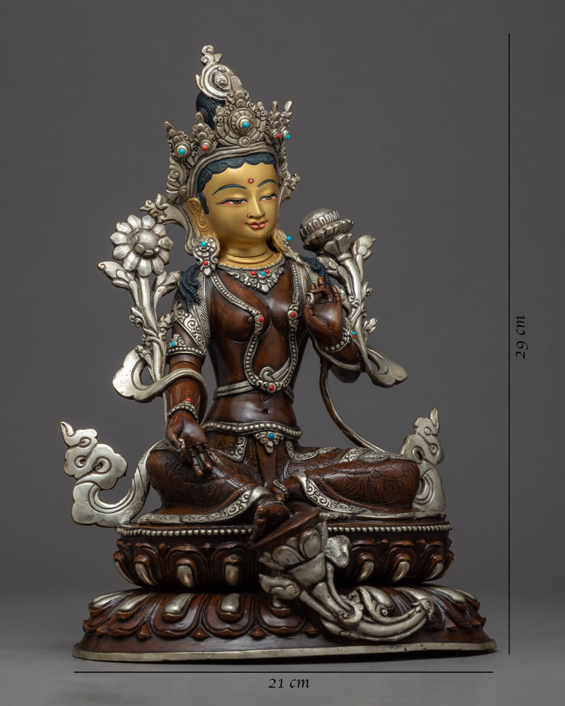 Green Tara Golden Statue | Himalayan Buddhist Artwork