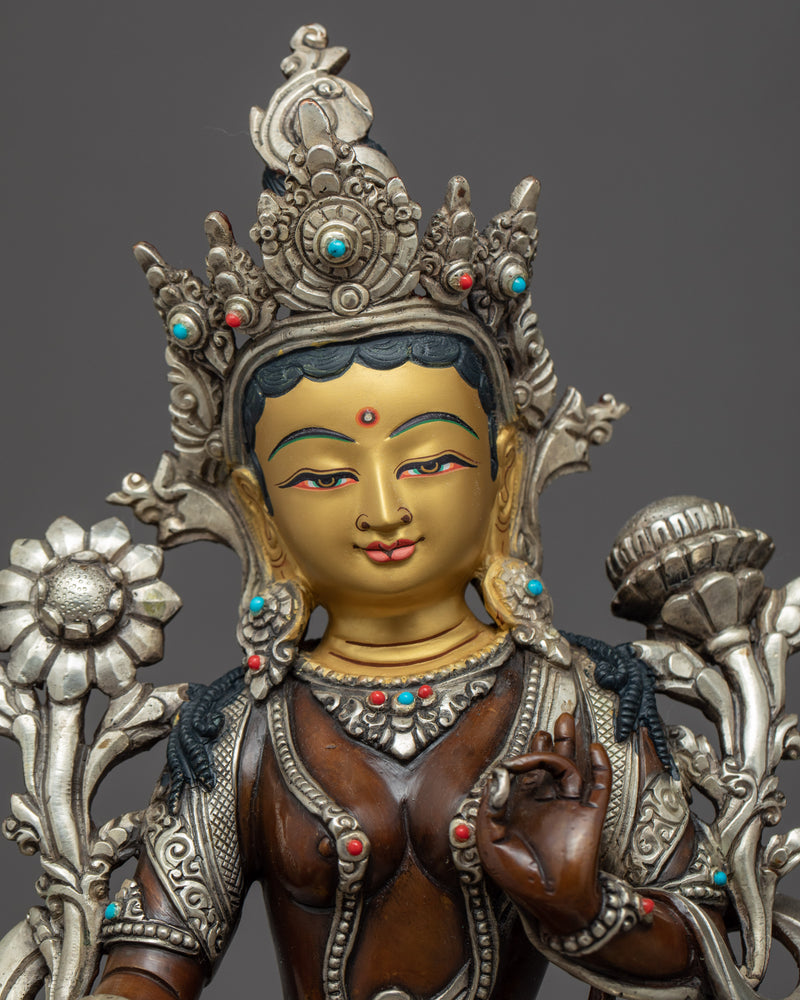 Green Tara Golden Statue | Himalayan Buddhist Artwork