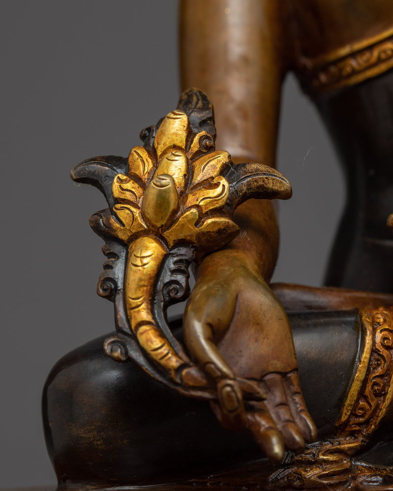 Medicine Buddha Gold Sculpture | Traditional Buddhist Art