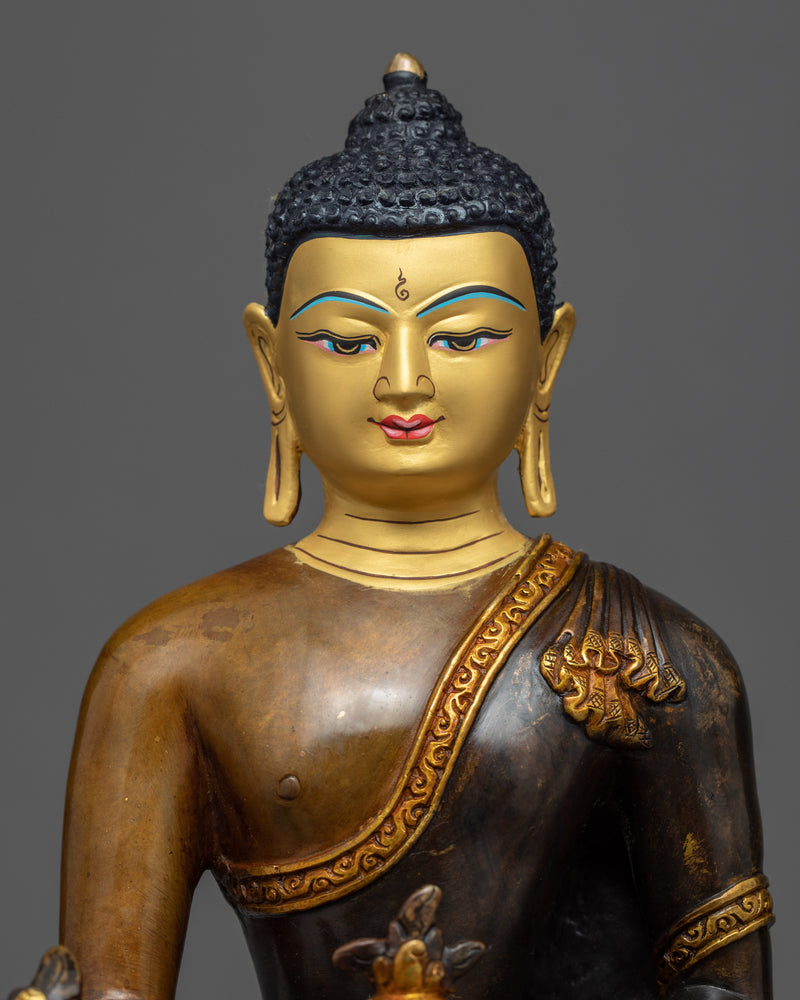 Medicine Buddha Gold Sculpture | Traditional Buddhist Art