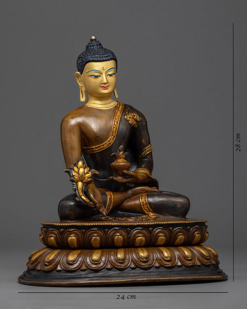 Medicine Buddha Gold Sculpture | Traditional Buddhist Art